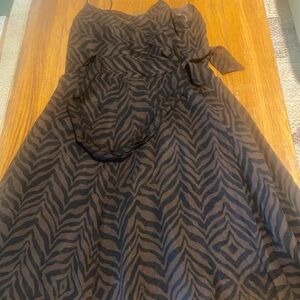 Talbots Brown and Black Silk Animal Patterned Dress